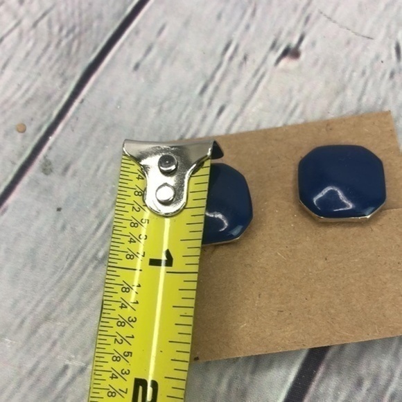 Boho navy blue square clip on earrings - Picture 7 of 10